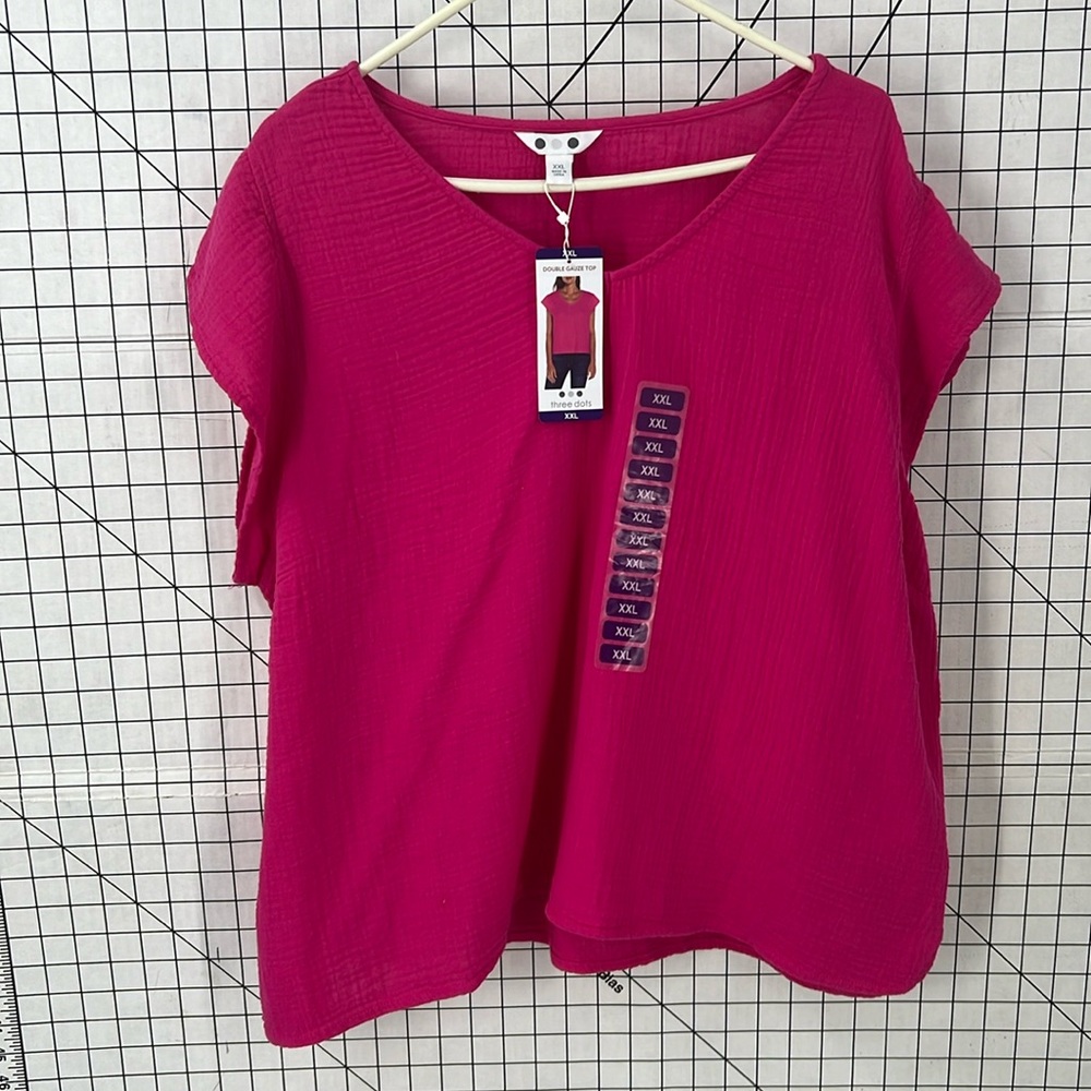 Three dots Double gauze pink top XXL